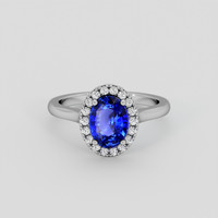 2.03 Ct. Blue Sapphire Ring, 18K White Gold 1