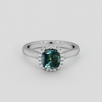 1.15 Ct. Greenish Blue Sapphire Ring, 18K White Gold 1