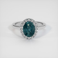 2.52 Ct. Greenish Blue Sapphire Ring, 18K White Gold 1