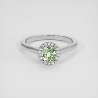 1.57 Ct. Yellowish Green Sapphire Ring, 18K White Gold 1