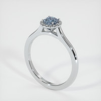 0.60 Ct. Greyish Blue Sapphire Ring, 18K White Gold 2