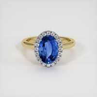 3.10 Ct. Blue Sapphire Ring, 14K White & Yellow 1