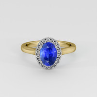 1.34 Ct. Blue Sapphire Ring, 14K White & Yellow 1