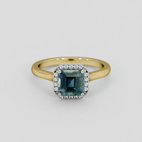 2.05 Ct. Greenish Blue Sapphire Ring, 14K White & Yellow 1