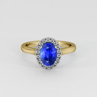 1.34 Ct. Blue Sapphire Ring, 18K White & Yellow 1