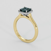 2.05 Ct. Greenish Blue Sapphire Ring, 18K White & Yellow 2