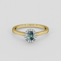 0.59 Ct. Bluish Green Sapphire Ring, 18K White & Yellow 1