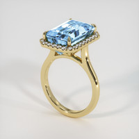 6.13 Ct. Blue Aquamarine Ring, 10K Yellow Gold 2