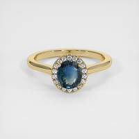 1.03 Ct. Greenish Blue Sapphire Ring, 10K Yellow Gold 1