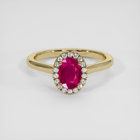 0.84 Ct. Pinkish Red Ruby Ring, 14K Yellow Gold 1
