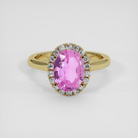 2.03 Ct. Pink Sapphire Ring, 14K Yellow Gold 1