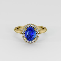 1.92 Ct. Blue Sapphire Ring, 18K Yellow Gold 1