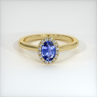 0.63 Ct. Blue Sapphire Ring, 18K Yellow Gold 1