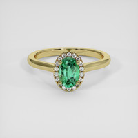 0.65 Ct. Emerald Ring, 18K Yellow Gold 1
