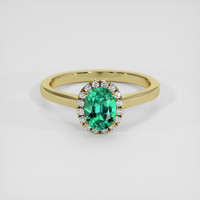 0.66 Ct. Emerald Ring, 18K Yellow Gold 1