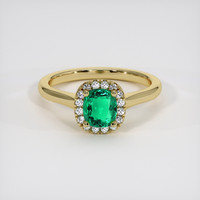 0.54 Ct. Emerald Ring, 18K Yellow Gold 1