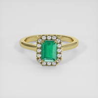 0.96 Ct. Emerald Ring, 18K Yellow Gold 1