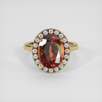5.37 Ct. Orange Hessonite Garnet Ring, 18K Yellow Gold 1