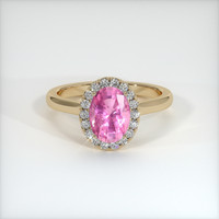 1.19 Ct. Pink Sapphire Ring, 18K Yellow Gold 1