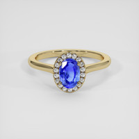 0.88 Ct. Blue Sapphire Ring, 18K Yellow Gold 1