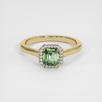0.85 Ct. Green Sapphire Ring, 18K Yellow Gold 1