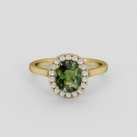 2.66 Ct. Green Sapphire Ring, 18K Yellow Gold 1