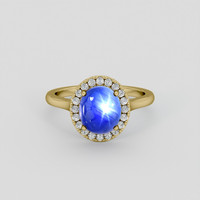 4.30 Ct. Blue Sapphire Ring, 18K Yellow Gold 1