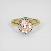 2.21 Ct. Peach Sapphire Ring, 18K Yellow Gold 1