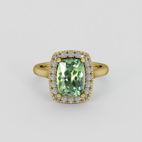 2.97 Ct. Green Sapphire Ring, 18K Yellow Gold 1