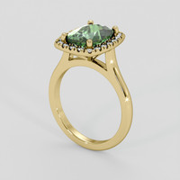 2.97 Ct. Green Sapphire Ring, 18K Yellow Gold 2