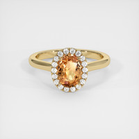 1.09 Ct. Orangish Brown Sapphire Ring, 18K Yellow Gold 1