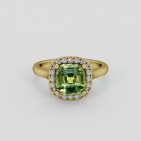 2.53 Ct. Green Sapphire Ring, 18K Yellow Gold 1