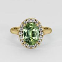 3.03 Ct. Green Sapphire Ring, 18K Yellow Gold 1