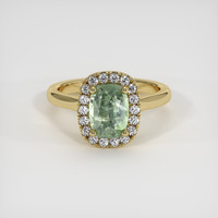 2.89 Ct. Bluish Green Sapphire Ring, 18K Yellow Gold 1