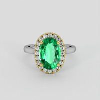 1.76 Ct. Emerald Ring, 18K Yellow & White 1