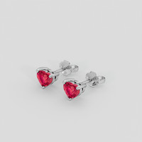 <span>1.21</span>&nbsp;<span class="tooltip-light">Ct.Tw.<span class="tooltiptext">Total Carat Weight</span></span> Pinkish Red Ruby Earrings, 14K White Gold 3