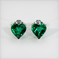 2.55 Ct.Tw. Emerald Earrings, 18K White Gold 1