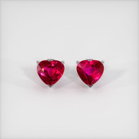 0.98 Ct.Tw. Ruby Earrings, 18K White Gold 1