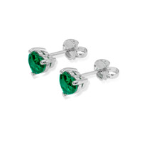 1.07 Ct.Tw. Emerald Earrings, 18K White Gold 3