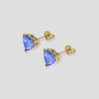 <span>1.66</span> <span class="tooltip-light">Ct.Tw.<span class="tooltiptext">Total Carat Weight</span></span> Violetish Blue Tanzanite Earrings, 14K Yellow Gold 3