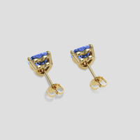 <span>1.66</span> <span class="tooltip-light">Ct.Tw.<span class="tooltiptext">Total Carat Weight</span></span> Violetish Blue Tanzanite Earrings, 14K Yellow Gold 4