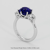 2.80 Ct. Blue Sapphire Ring, Platinum 950 2