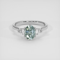 1.63 Ct. Bluish Green Sapphire Ring, Platinum 950 1