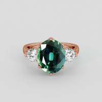 5.47 Ct. Bluish Green Sapphire Ring, 18K Rose Gold 1