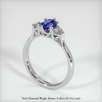 0.67 Ct. Blue Sapphire Ring, 10K White Gold 2