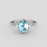 2.01 Ct. Blue Aquamarine Ring, 10K White Gold 1