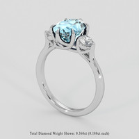 2.01 Ct. Blue Aquamarine Ring, 10K White Gold 2