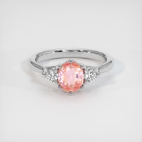1.09 Ct. Padparadscha Sapphire Ring, 14K White Gold 1