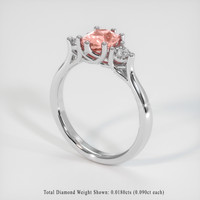 1.09 Ct. Padparadscha Sapphire Ring, 14K White Gold 2