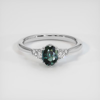 0.72 Ct. Green Sapphire Ring, 14K White Gold 1